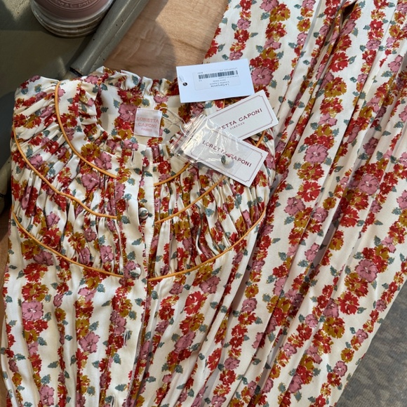 NWT Loretta Caponi Zaira Dress in ‘Garland on Cream’, Size XS - Picture 4 of 5